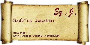 Szőcs Jusztin névjegykártya